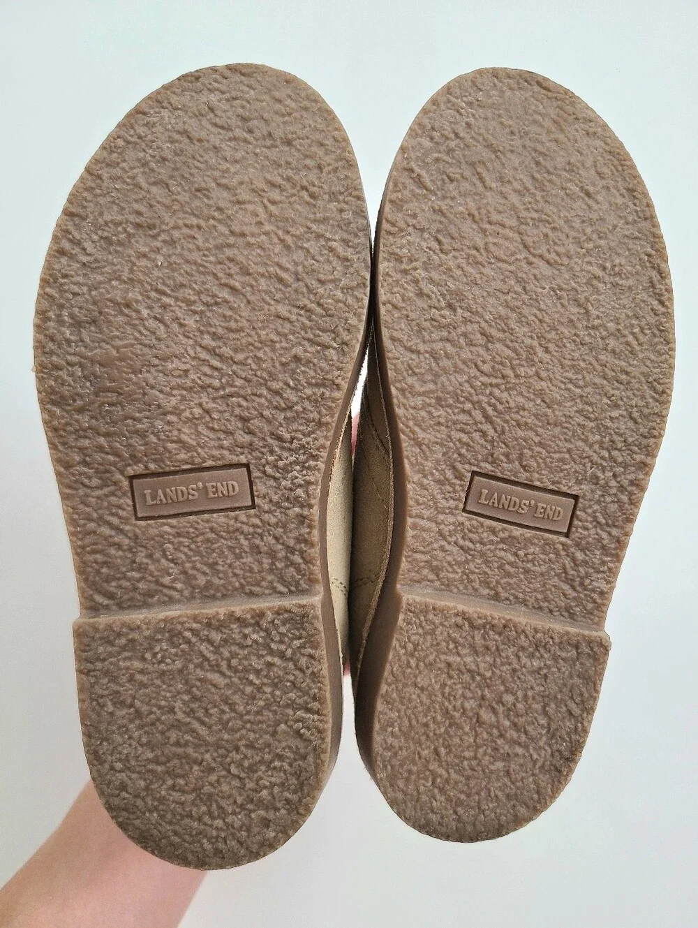 Lands End Girl's Beige Suede Leather Ankle Boots Size 12 Pink Trim and Laces